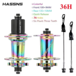 Moyeux avant + arriére HASSNS PRO7 36H (Rain-Bow)